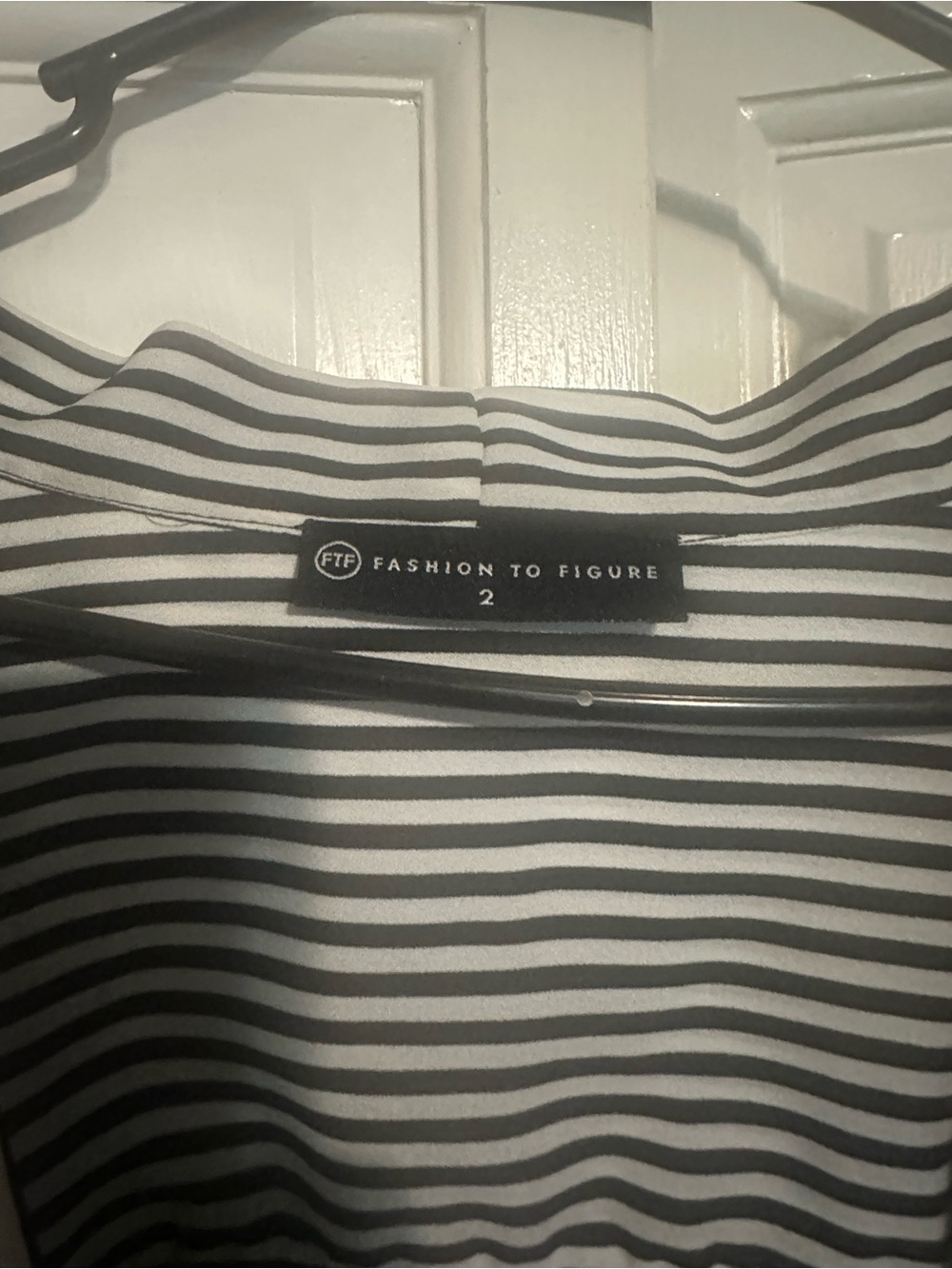 Fashion to Figure Black & White Striped Wrap Blouse - Picture 2 of 3